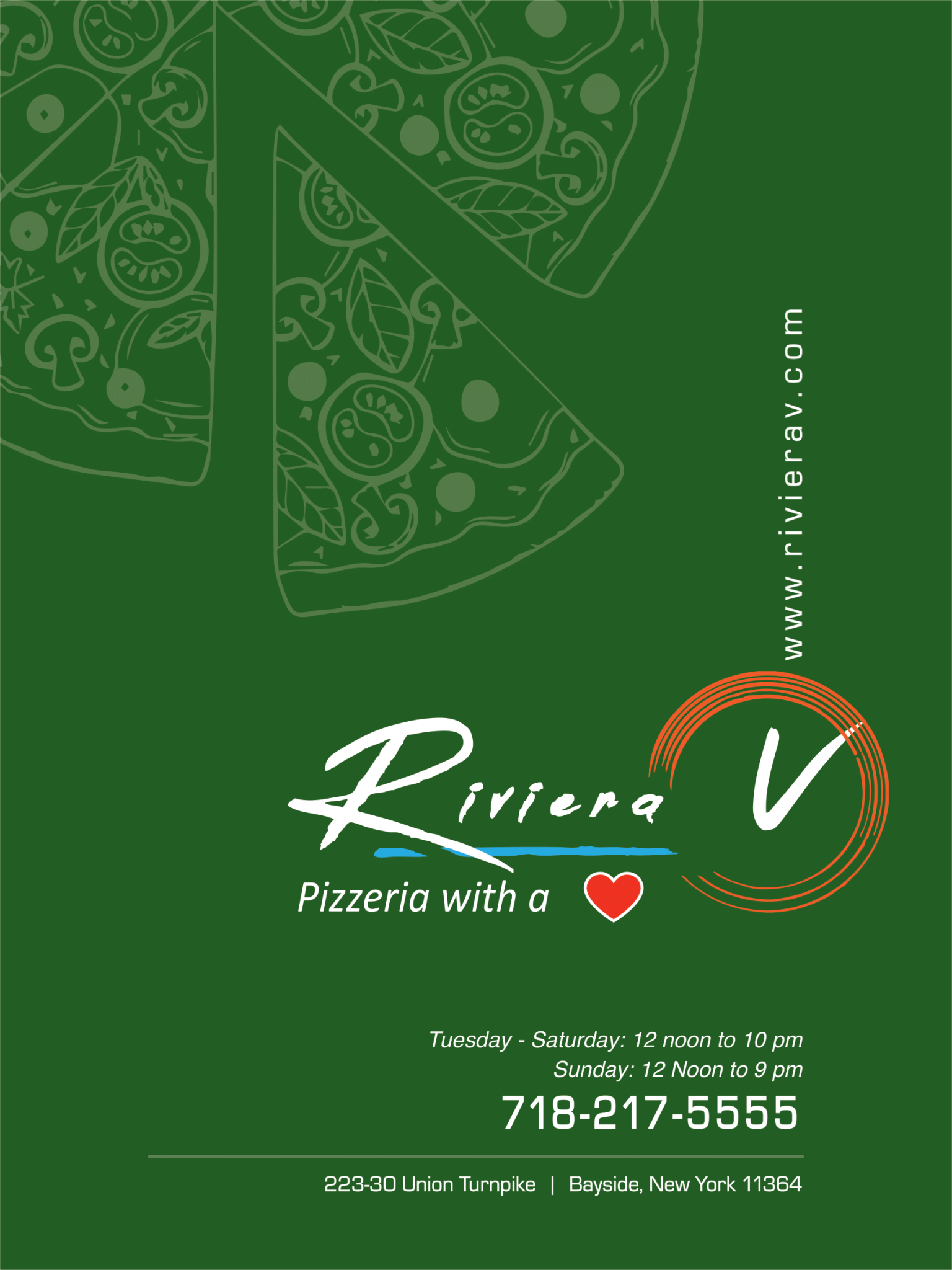 Menu Riviera V Pizzeria